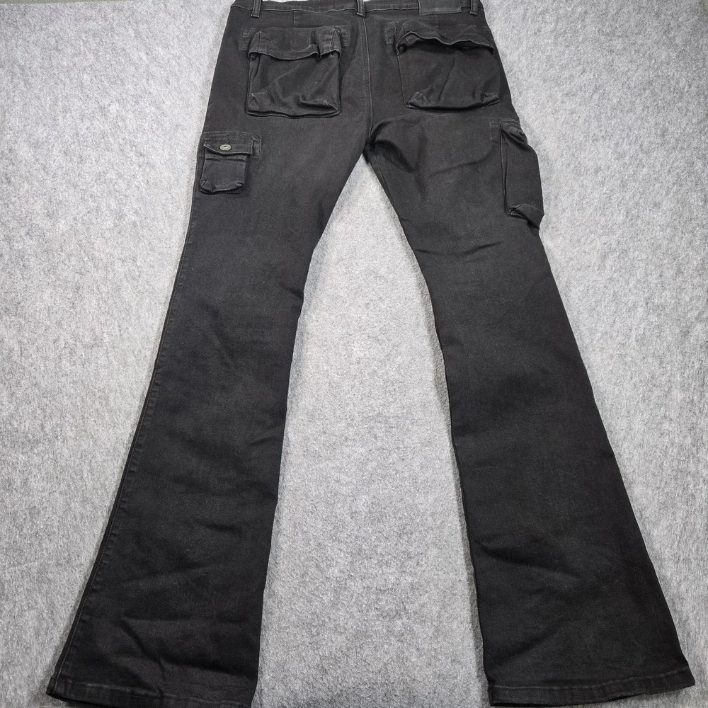Valabasas Pants Mens 37x35 (36 Tag) Black Cargo Denim Bootcut Streetwear